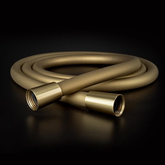 Super Flexible Gold Silicone Shower Head Extension, Kink-Free 60 Inch Handheld Rv Shower Hose Replacement, Premium Brass Material for Cleaning Pet, Bidet