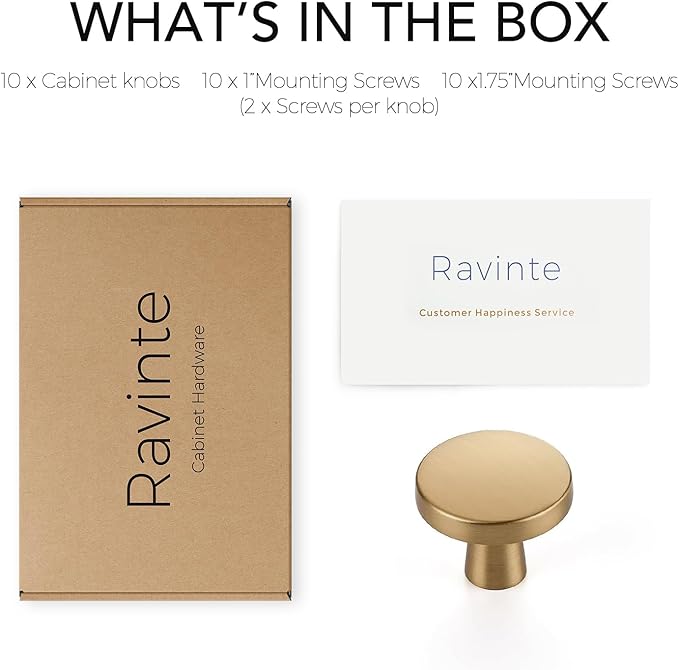 Ravinte 10 Pack Drawer Pulls 1-1/4 Inch Kitchen Cabinet Knobs Solid Round Dresser Drawer Knobs Champagne Bronze Dresser Knobs Drawer Knobs Simple Cabinet Hardware for Cupboard Drawer Pulls