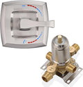 2 Way Shower Diverter Mixing Valve, Dual-Function Pressure Balance Shower Control Brass Rough-In Mixer 1/2" NPT Connection, Single Handle Brushed Nickel Shower Trim Kit