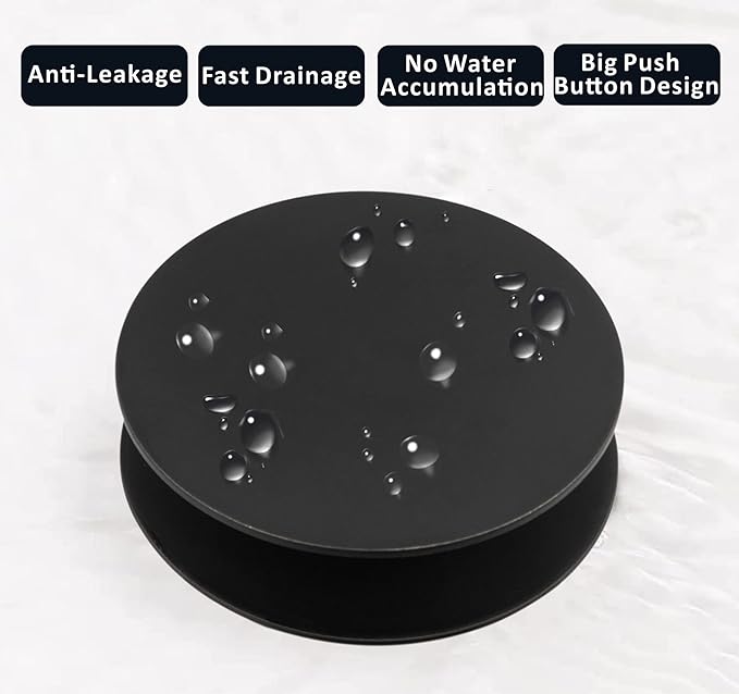Artiwell Universal Bathroom Sink Drain Stopper, Fits Most Pop-Up Drains for Vessel Sink Lavatory Vanity, Sink Drain Strainer with Detachable Hair Catcher, Tested by Plumber in US (MATT Black)