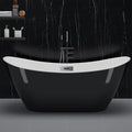 59" Deep Soaking Bathtub, Non-Slip Acrylic Tub with Chrome Drain, CUPC Certified, Ergonomic Modern Bath for Bathrooms, Easy-Install, Black Ingot