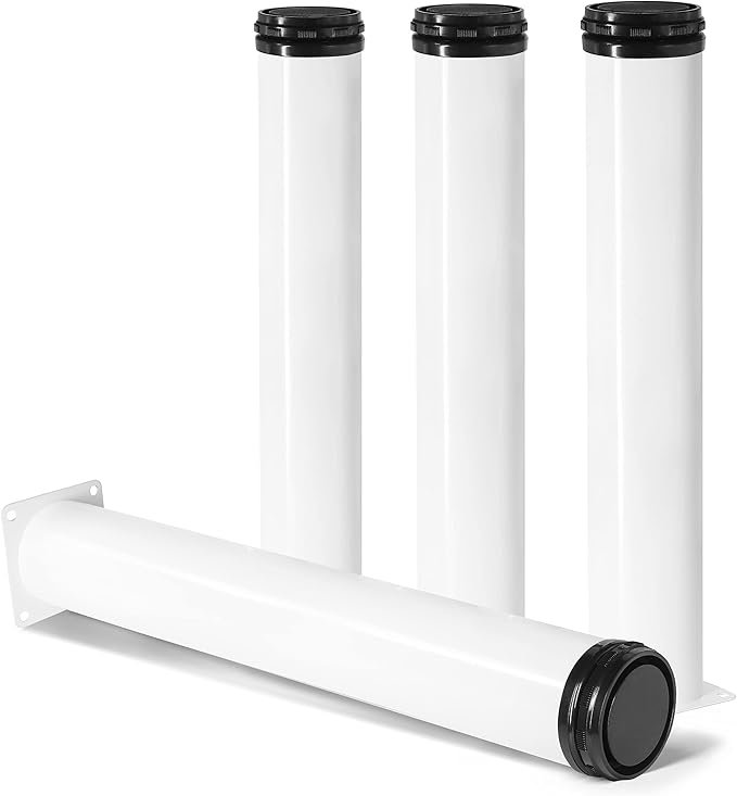 14 Inch Metal Furniture Legs - Stainless Steel, Adjustable, White, Round Cabinet Legs for Coffee Table, Cabinet, Desk, Sofa, Shelves - Pack of 4
