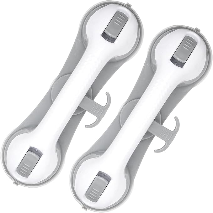 2 Pack Grab Bars for Bathtubs and Showers with 3 Suction Cups Heavy Duty Bathroom Handrails for Seniors and Elderly Safety Grip No Drilling Waterproof Bath Handle