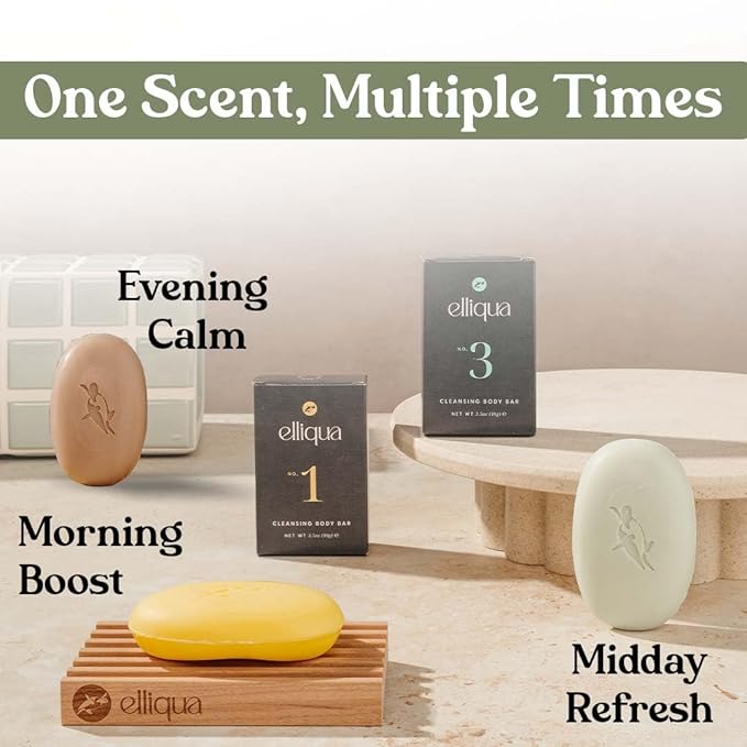 Elliqua Triple Milled Body Bar Soap – No.3 – Cucumber & Mint – Made in USA – Vegan, Plastic-Free, Natural, Eco-Friendly, Long-Lasting, Cruelty-Free – No Parabens or Sulfates