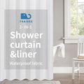 2-in-1 stall Fabric Shower Curtain or Liner,Breathable TPU & Washable,36Wx72H Narrow Linen Textured Bathroom Shower Curtain Set with 6 Plastic Hooks,Modern,36"x72",White