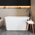 49" Acrylic Freestanding Bathtub, Modern Deep Soaking Tub, cUPC Certified Free Standing Tub, Chrome Drain/Overflow, White Acrylic, Square White
