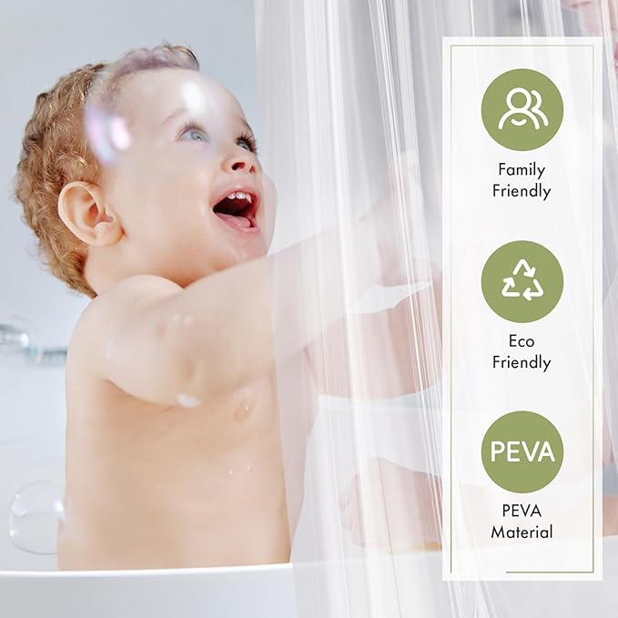 Amazer Clear Shower Curtain Liner, 60x72 Plastic Shower Liner PEVA Medium Weight Inside Shower Curtain for Bathroom with Rustproof Grommets