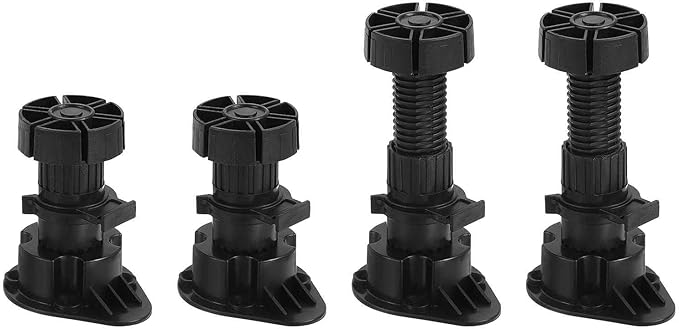 80x44mm(LxW) Adjustable Leveling Feet - 8Pack- Good for Furniture - Leveler Support Frame Replacement Legs - Black