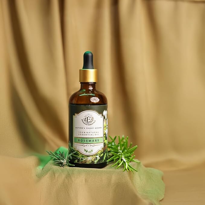 Luxurious Rosemary Essential Oil by Enhanced Essentials|Undiluted & Pure|for Hair Care,Skin Care, Aromatherapy,Bath,Massage,Gifting,Soap & Candle Making|with Glass Dropper| 3.38 fl oz (100 ml)