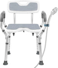 Shower Chair with Arms and Back Heavy Duty 330lbs, Shower Seat for Inside Shower with Shower Head Holder, Shower Bathroom Chair with Cutout Seat & Cold-Proof Pads, Tools-Free Assembly