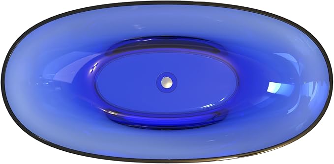 Stone Resin Freestanding Bathtub 61", Elegant Oval Shape Soaking Tub, Solid Surface Stand Alone Bathtub with Drain & Integrated Slotted Overflow Transparent Blue AMFS303-1550-TPBLUE