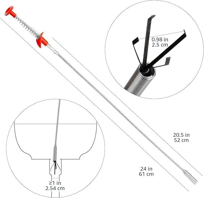 Amazon Basics Drain Clog Remover Tool, Includes 5 Plastic and 1 Stainless Drain Snakes, Effectively Clean Hair and Other Clog for Toilet, Kitchen Sink, Bathroom Tub, 6 Pack