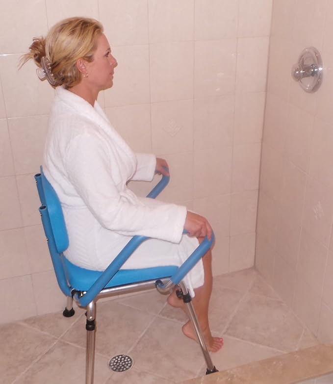 Platinum Health GentleBoost Uplift Raised Toilet Seat with Handles, Padded Bedside Commode Chair for Toilet (Blue) (330lb. Capacity)