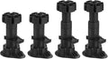 100x46mm(LxW) Adjustable Leveling Feet - 8Pack- Good for Furniture - Leveler Support Frame Replacement Legs - Black