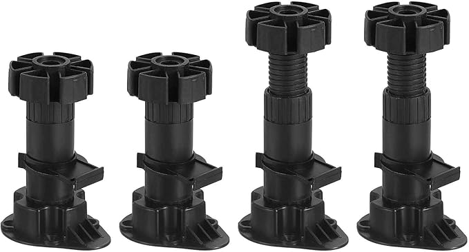 100x46mm(LxW) Adjustable Leveling Feet - 4Pack- Good for Furniture - Leveler Support Frame Replacement Legs - Black
