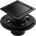 Hidden Brushed Square Shower Floor Drain, Black 4 inch, 304 Stainless Steel, with Flange, Detachable Cover Embedded in Ceramic Tiles