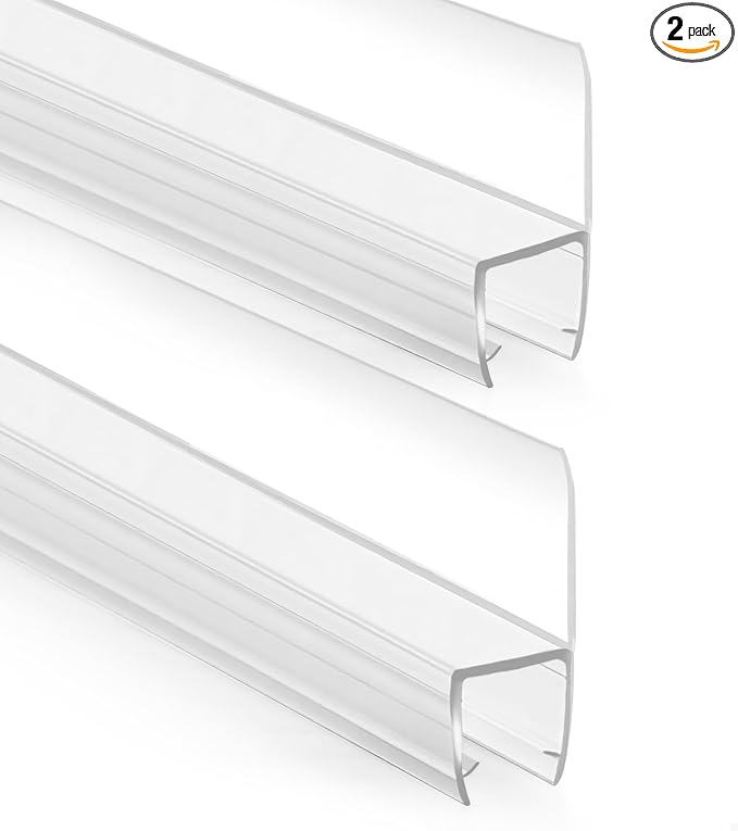 Bathroom Shower Door Seal Strip, 2PCS 78 Inch Shower Door Side Seal Strips, PVC Transparent Shower Door Seal Strip for 3/8"(10MM) Frameless Shower Door