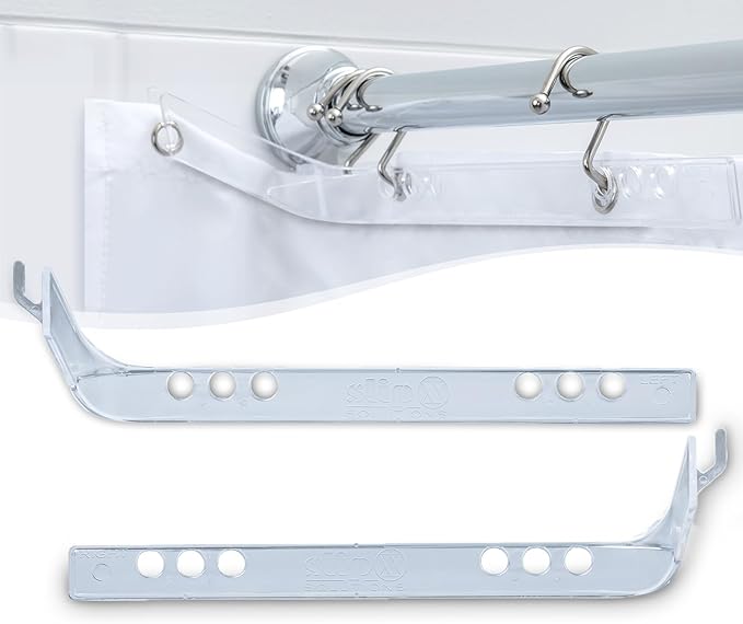 SlipX Solutions No Mess Splash Guard for Shower & Bathtub Curtain Liners | Bath Accessories to Keep Water Where It Belongs for A Non-Slip Bathroom Floor | Adhesive Free, Easy to Attach | 2 Per Pack