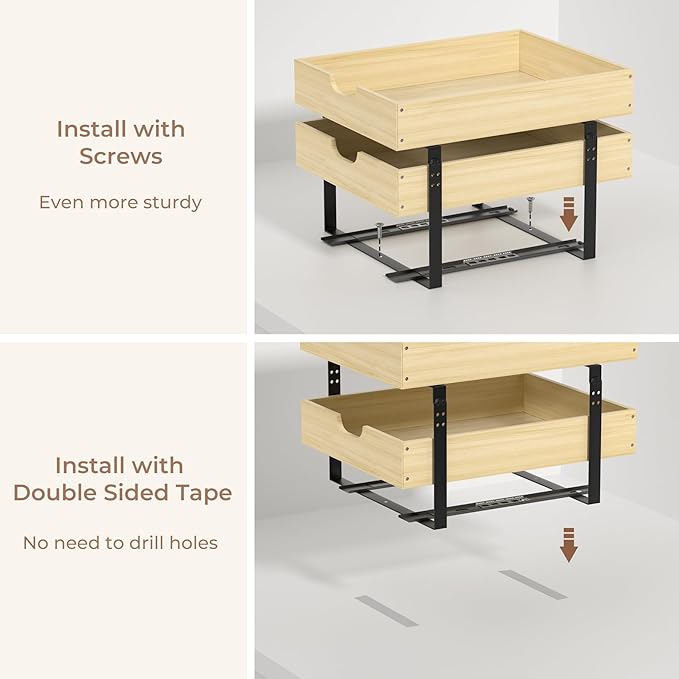 COOLBEBE 2 Tier Pull Out Drawers for Cabinets，17"W x 21"D Double Tier Slide Out Wood Drawer Shelf Organizer, Soft Close Cabinet Pull Out Shelves in Kitchen, Pantry
