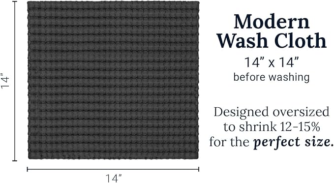 GILDEN TREE Waffle Bath Towels Wash Cloths for Showering, Exfoliating Washcloth Quick Dry Towel, Face Towels for Washing Face Cotton Washcloths Set of 4, Modern Style (Faded Black)