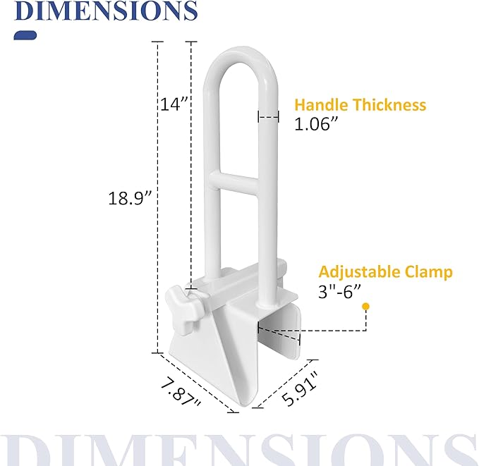 Bathtub Safety Rail Adjustable Shower Grab Bar - White Medical Bathtub Handle Grab Bars for Bathroom, Safety Handle Rail Heavy Duty for Seniors and Elderly