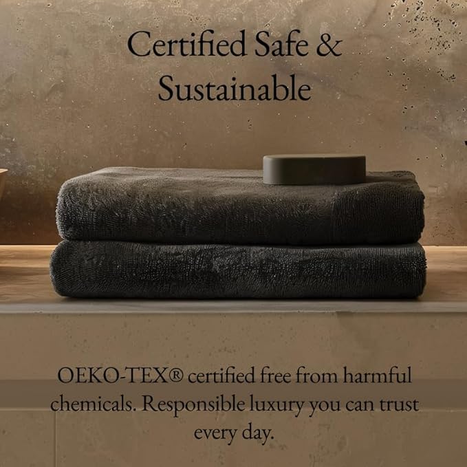 Italic Ultraplush 100% Australian Cotton Hand Towels - Set of 2 Luxury Hand Towels, Ultra Soft and Highly Absorbent 800GSM Towels for Bathroom,Shower, Hotel, and Spa (Charcoal)