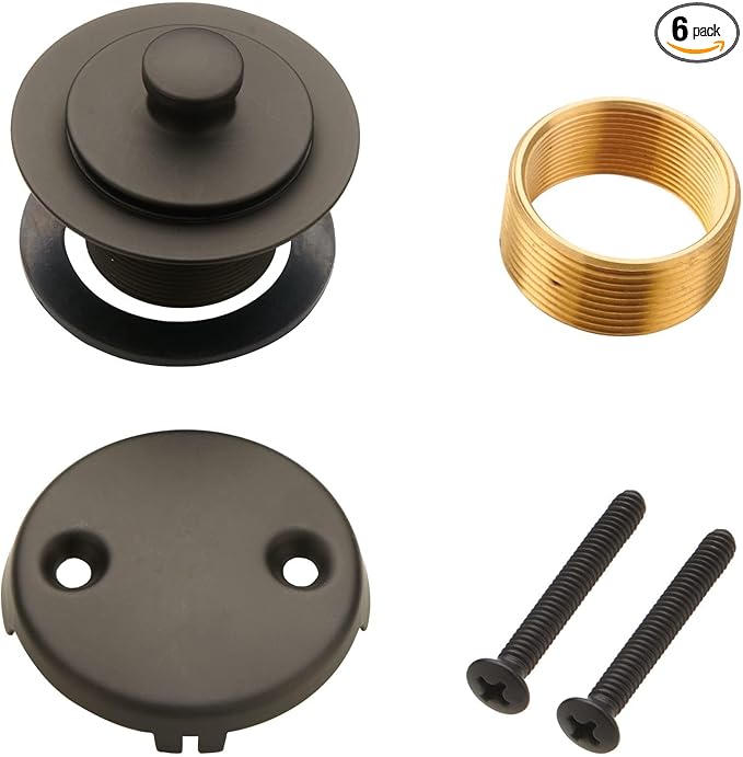 Bronze Bathtub Tub Drain Conversion Kit Assembly, Wellup Lift and Turn Twist Tub Drain Trim Kit with Two-Hole Overflow Faceplate, Oil Rubbed Bronze