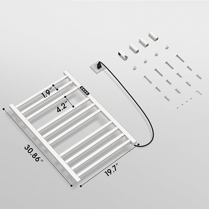Towel Warmer,10-Bar 304 Compact Stainless Steel Towel Warmer Rack for Bathroom with Intelligent Touch-Screen Timer