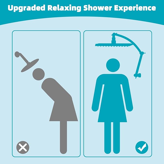 Hibbent Rain Shower Head, 13'' High Pressure Rainfall 5 Spray Mode Showerhead with 16" Shower Head Extension Arm, Brass Adjustable Shower Arm Extender, Waterfall fixed Showerheads, Oil Rubbed Bronze