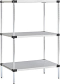 Omega Solid Stainless Steel Shelves, 18" Deep x 48" Wide x 34" High 3 Tier Heavy Duty Solid Shelving Unit for Kitchen Garage Office Restaurant Warehouse 800-lb Per Shelf Weight Capacity