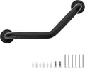 Grab Bars for Bathtubs and Showers- 1-1/4 x 16 Angled Shower Grab Bar for Seniors Knurled Stainless Steel Handicap Grab Bars for Wall (Black, 1 Pack)