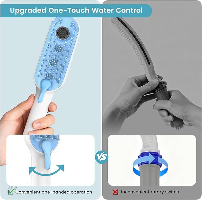 4 Mode Dog Shower Attachment, Dog Shower Sprayer with 78 Inches Stainless Steel Hose, ABS Diverter, Adhesive Holder, for Fast Easy Dog Bathing and Cleaning, Indoor/Outdoor Use