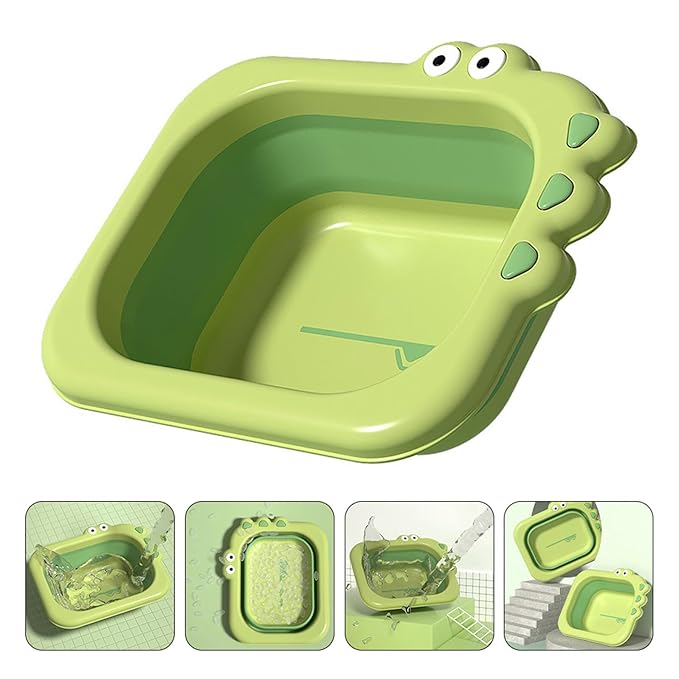 Alasum Foldable Wash Basin Thickened Washbasin for Newborns, Green Collapsible Bath Tub Suitable for Boys and Bathing