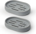 Topsky Soap Dish for Shower,2 Pack Soap Dishes Soap Savers for Bar Soap, Soap Bar Holder Shower with Drip Tray, Plastic Soap Holders with Drain for Kitchen Sink, Easy to Clean,Dry,Gray