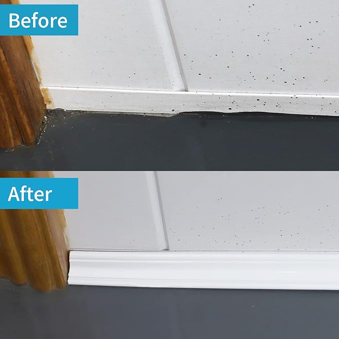 Flexible Trim Caulk Strip Wall Moulding Trim, 1 in x10 Ft Peel and Stick Trim for Wall Corner Deco, Ceiling, Backsplash Tile Edge, Countertops, Baseboard, Floor(White)