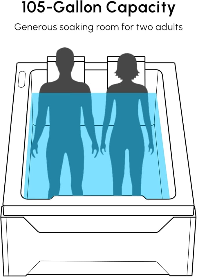 Homary 73" Whirlpool Bathtub-Modern Luxury Jetted Bathtub, Spa Bathtub with 22 Therapeutic Jets-Waterfall & LED Lighting-105-Gallon Capacity, Without Temperature Control