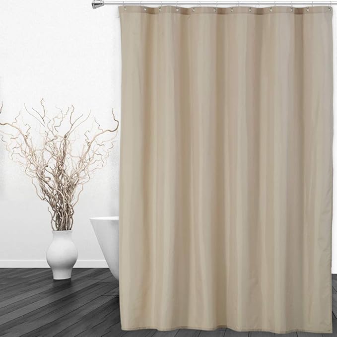 CAROMIO Hotel Quality 100% Waterproof Fabric Shower Curtain or Liner with Magnets for Bathroom, Tan, 72 x 78 inches