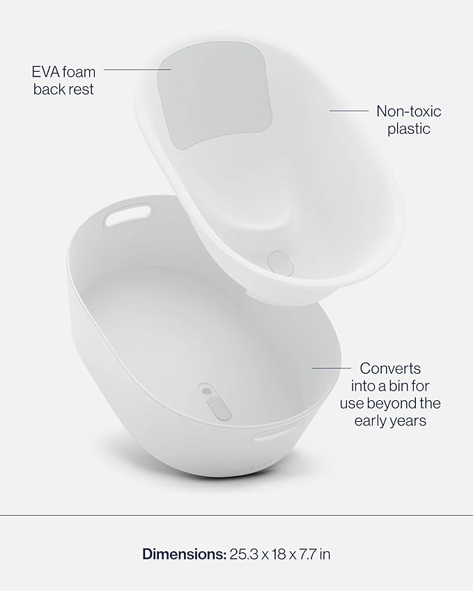 Lalo Bathtime Starter Kit - Modern Baby Bathtub, Rinse Cup & Spout Cover Bundle, Safe & Clean Design for Newborns, Minimalist Design, Easy to Clean, 25.3 x 18 x 7.7 in, 10 lb - Coconut