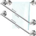 DGYB Adjustable Suction Cup Towel Bar for Bathroom 14 Inch ~ 27 Inch Set of 2 Brushed Nickel Towel Rack Stainless Steel Bath Towel Holder for Glass Shower Door