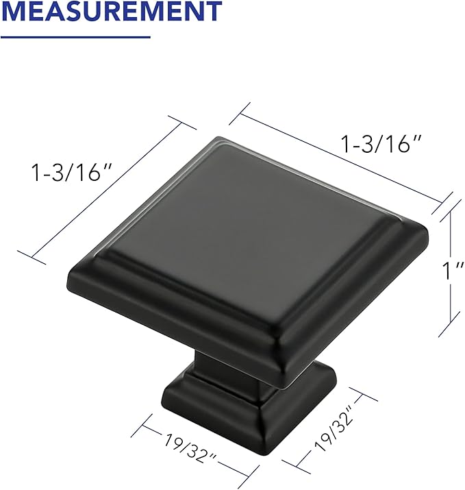 Ravinte Hardware 5 Pack Kitchen Cabinet Pulls Square Drawer Single Hole Handles Matte Black for Cupboard Gold Dresser Solid