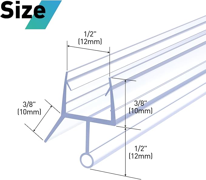 Shower Door Bottom Seal,2 PCS 1/2" X 36" Shower Door Sweep for 1/2 Inch Glass,Frameless Glass Door Seal Strip to Seal 12mm Gap - Stop Shower Leaks and Create a Water Barrier