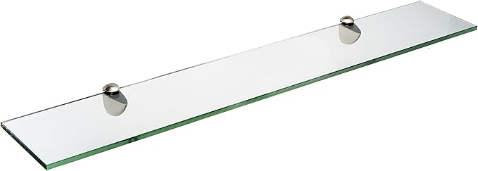 Spancraft Glass P-6x24-Brushed Steel Peacock Glass Shelf, Brushed Steel, 6" x 24"
