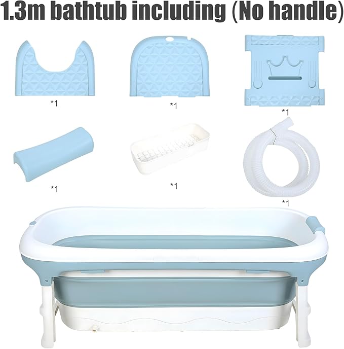 Portable Bathtub for Adult, Large Collapsible Tub, Portable Tub for Adults, Tub for Shower, Sweat Steaming Spa Sweat Steaming Bathtub, Effortless Folding Bathtub, Hot Bath, Ice Bath (Blue 50'')