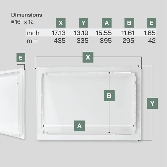 Vent Systems 16" x 12" Inch White Galvanized Steel Access Panel – Durable Access Door for Drywall, Wall or Ceiling – Easy Service Panel for Plumbing, Electrical, HVAC, and Maintenance Openings