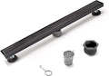 HEATGENE Linear Shower Drain 24-Inch, Stainless Steel Rectangle Shower Floor Drain with 2-in-1 Flat & Tile Insert Cover, Shower Drain with Hair Strainer, Venetian Bronze