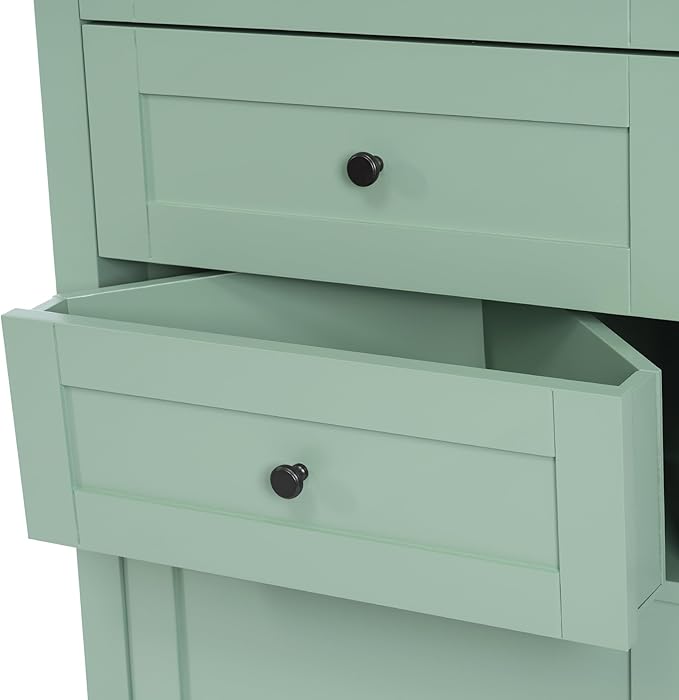 Favfurish 69" Tall Corner Cabinet with Door and 3 Drawers,Modern Bathroom Storage Cabinets w/Adjustable Shelves,Freestanding Organizer for Bathroom,Kitchen,Living Room,Dining Room,Green