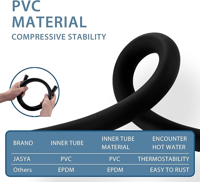 119 Inches Long Shower Hose Rv Shower Hose Extra Long Explosion Proof Anti Winding PVC Showerhead Hoses For Cleaning Pet Black Extension Hoses Flexible Hand Held Showerhose Replacement