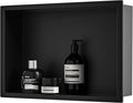 Stainless Steel Shower Niche 18" X 12" Matte Black No Tile Needed Niche Shower for Bathroom Storage Recessed Wall Shelf Over Mount Installation
