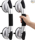 TAILI Grab Bars for Bathtubs and Showers,2 Pack Shower Handles for Elderly Suction,Maximum 330lbs,Shower Grab Bar with Upgraded Rubber Suction Cups, Safety Grip for Senior, No Drilling Removable,Black