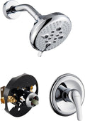KINSE 5- Inches Shower head, Shower Faucet Set, shower kit with valve and shower head，Brass valve and stainless steel kits，Without tub spout (Chrome)
